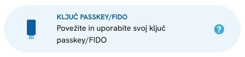 Prikazan je zaslon, da vstavite in uporabite svoj ključek FIDO.